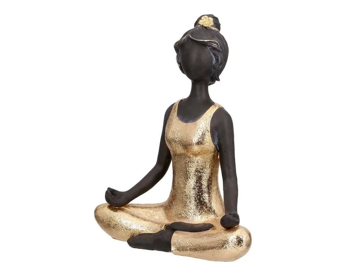 MF Dekofigur Elenya Yoga Frau Gold Schwarz 20 cm sitzend
