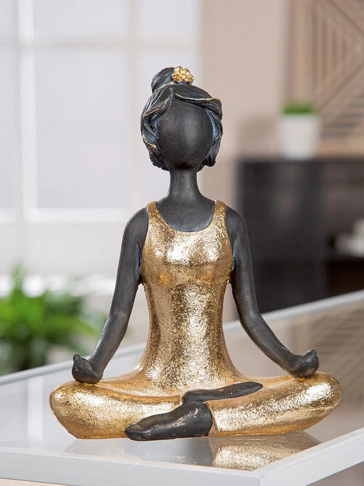 MF Dekofigur Elenya Yoga Frau Gold Schwarz 20 cm sitzend - Bild 2