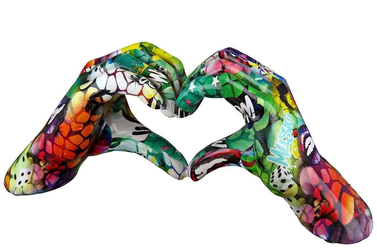 MF Hand Skulptur Love Street Art Dekofigur Herzform Urban Figur Graffiti