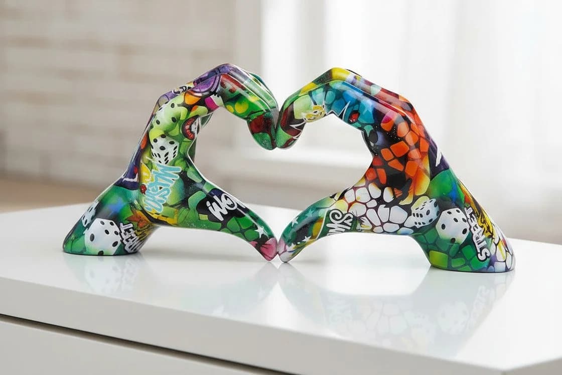 MF Hand Skulptur Love Street Art Dekofigur Herzform Urban Figur Graffiti - Bild 2