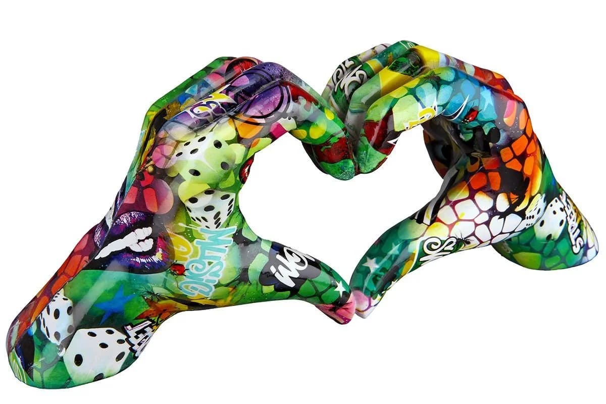 MF Hand Skulptur Love Street Art Dekofigur Herzform Urban Figur Graffiti - Bild 3