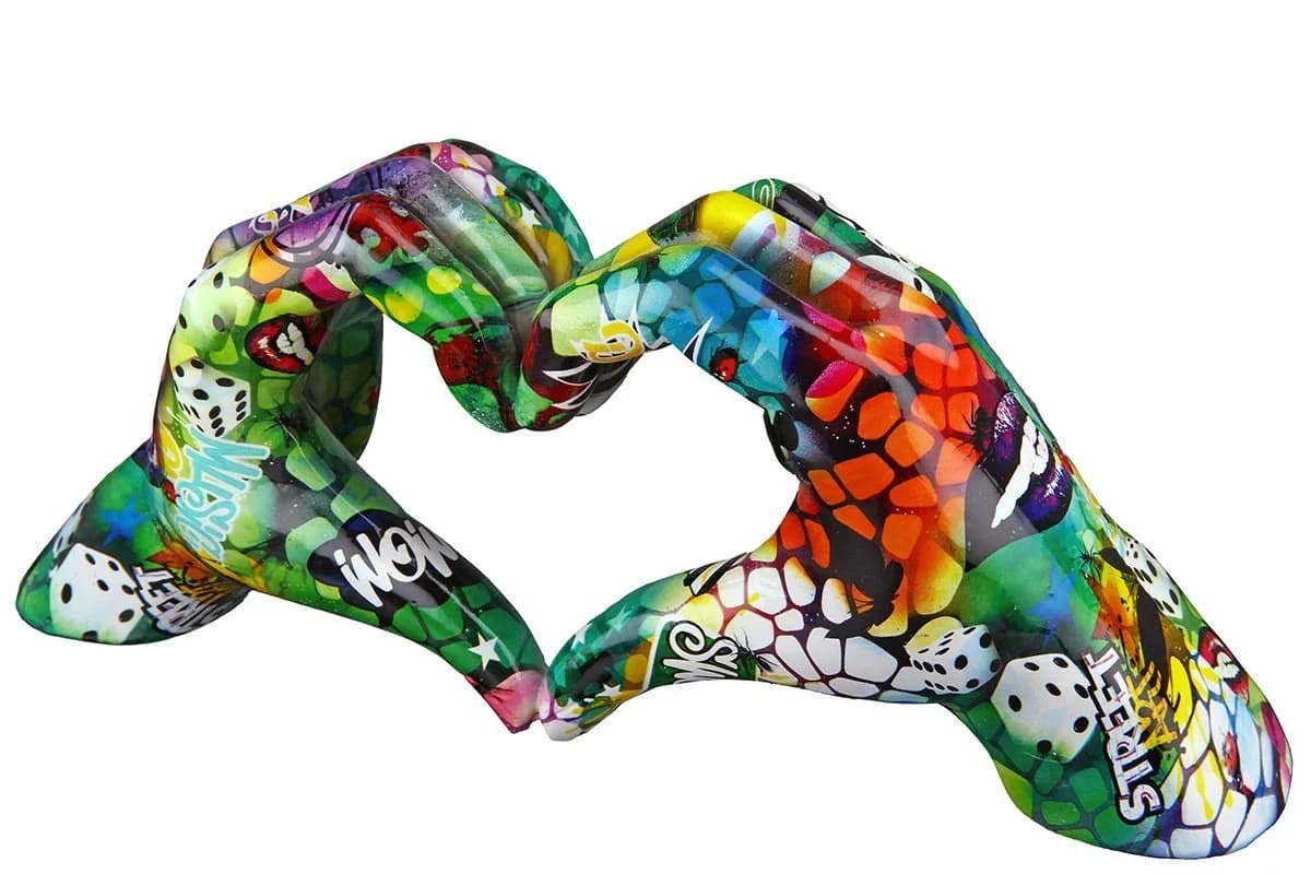 MF Hand Skulptur Love Street Art Dekofigur Herzform Urban Figur Graffiti - Bild 4