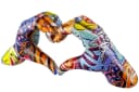 MF Dekoobjekt Poly Hände Street Art Herzform Urban Figur Graffiti Bunt 29cm Bild 1