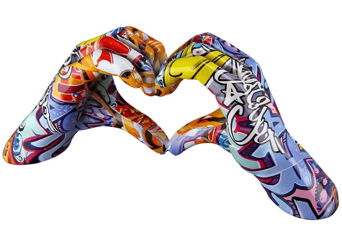 MF Dekoobjekt Poly Hände Street Art Herzform Urban Figur Graffiti Bunt 29cm - Bild 3
