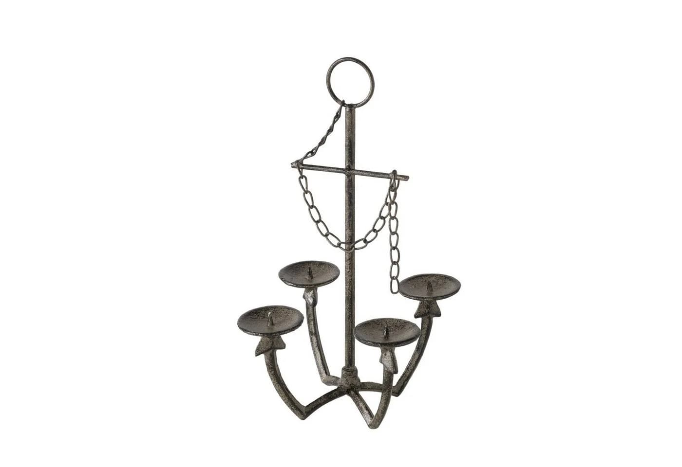 MF Kerzenhalter Kerzenleuchter Anker Gusseisen Handgefertigt Braun Matt Maritim