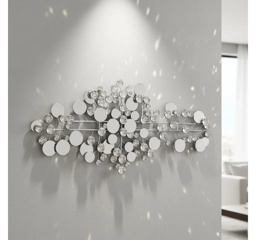 MF Wanddekoobjekt Silvaris Circle Silber Abstrakt Handgefertigt 95cm - Bild 3