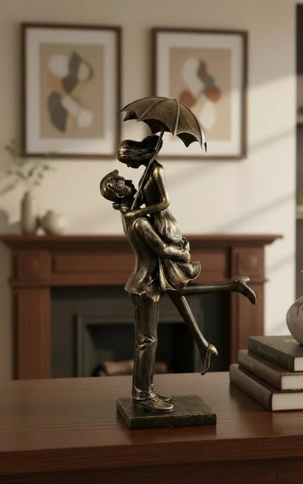MF Skulptur Liebesmoment Polyresin Gold Schwarz - Bild 2