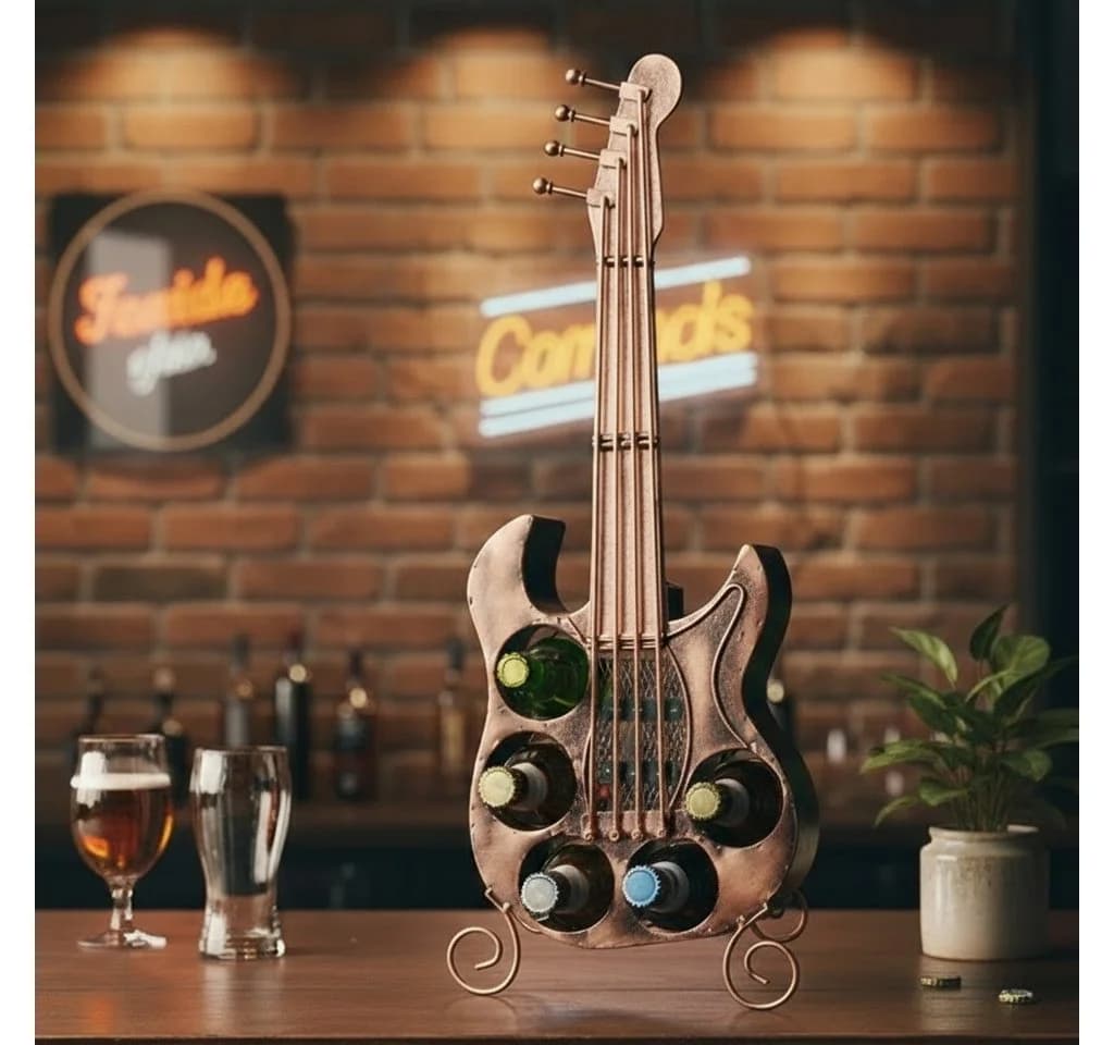 MF Flaschenregal Gitarre Metall Bronze 63cm - Bild 2