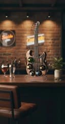 MF Flaschenregal Gitarre Metall Bronze 63cm Bild 5