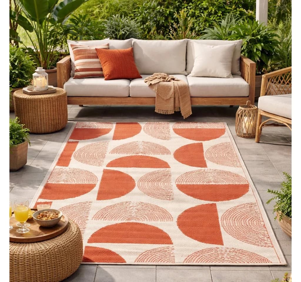 BOLTZE Outdoorteppich Terra Geo Elsa 180x120cm Rot Geometrisches Muster - Bild 2