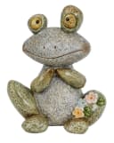 MF Steinfrosch Emil Dekofigur mit Blumen Polyresin Bild 2