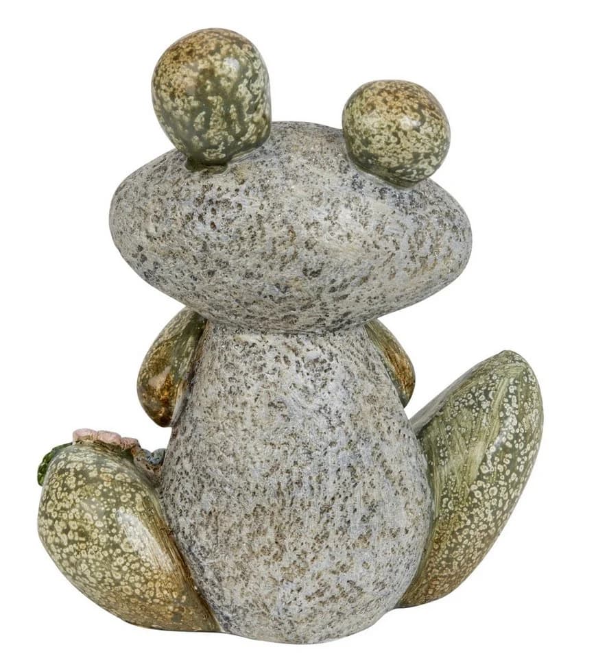 MF Steinfrosch Emil Dekofigur mit Blumen Polyresin - Bild 3