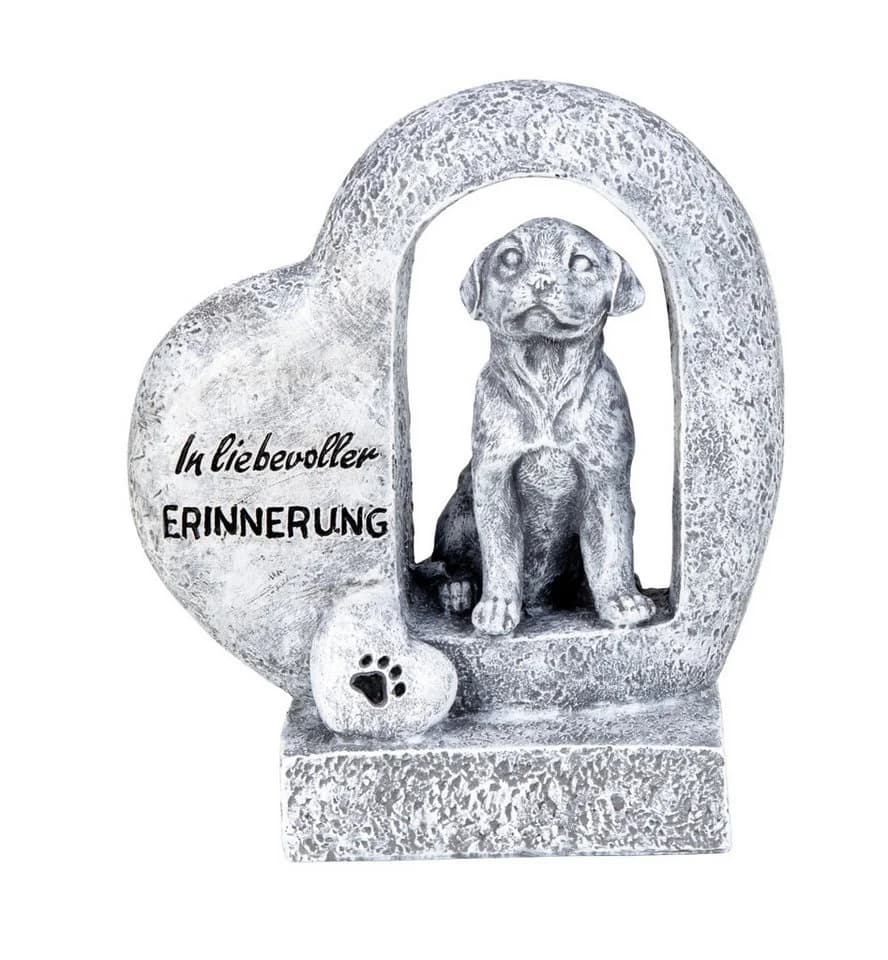 MF Gedenkfigur Ewige Treue Hund im Grabherz 21,5 cm Grau - Bild 3