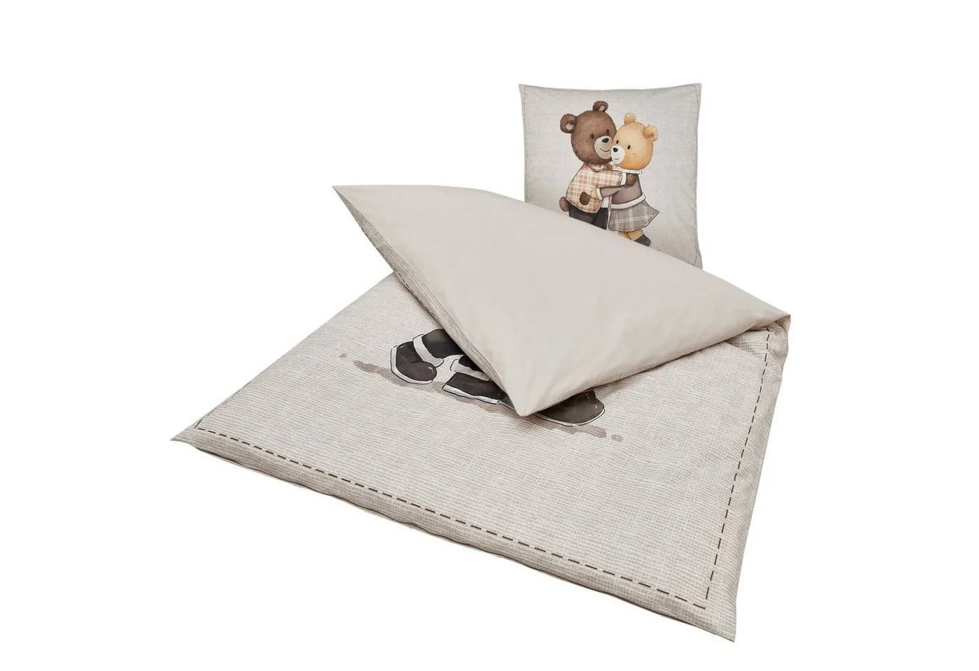 BOLTZE GRUPPE Bettwäsche Henry Kuschelbär Wendebettwäsche Beige Bärendesign - Bild 4