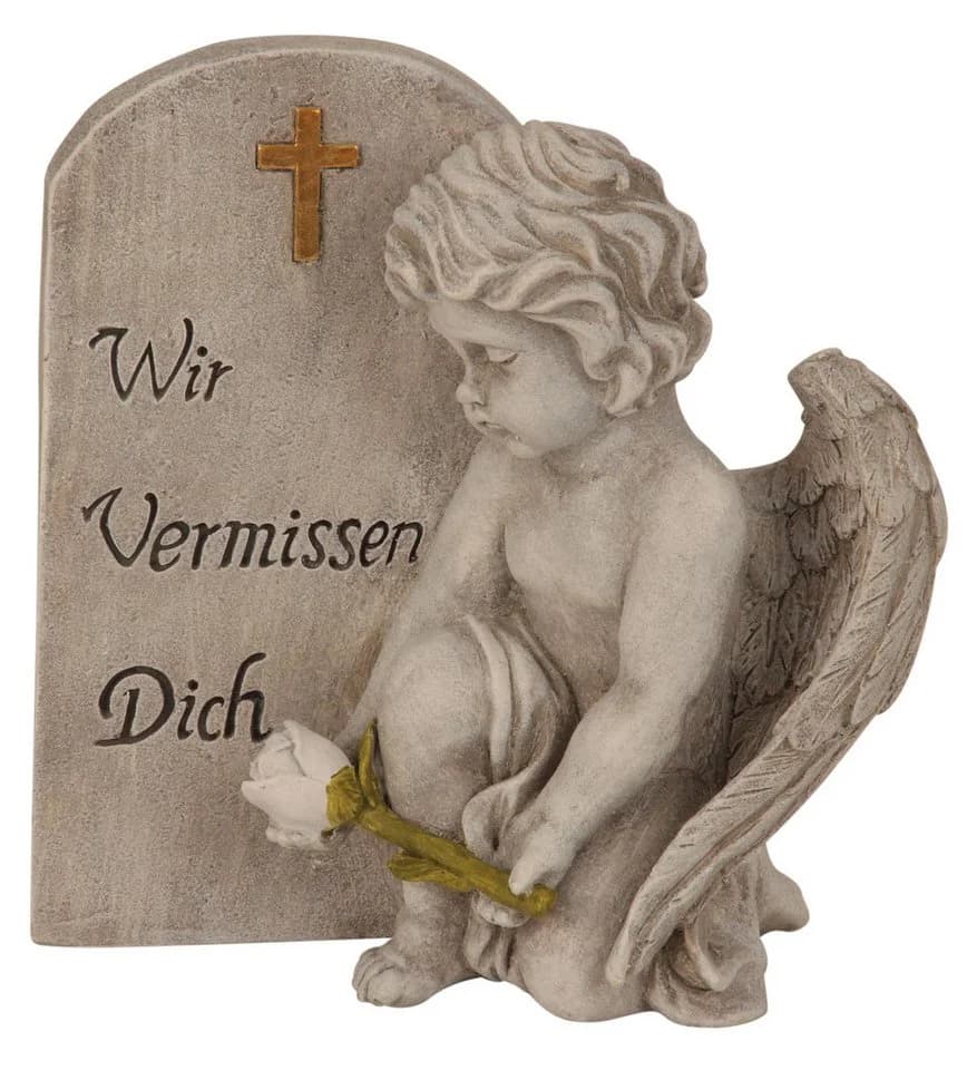 MF Gedenkfigur Solana Engel mit Spruchstein Wir Vermissen Dich grau 20cm - Bild 2