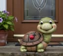 MF Schildkröte Frida Dekofigur Grün Braun Rot mit Marienkäfer Bild 1