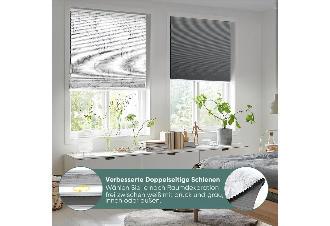 Sekey Wabenplissee Verdunkelung Rollo 100% Verdunkelnd Klemmfix Doppelseitige Schiene - Bild 4