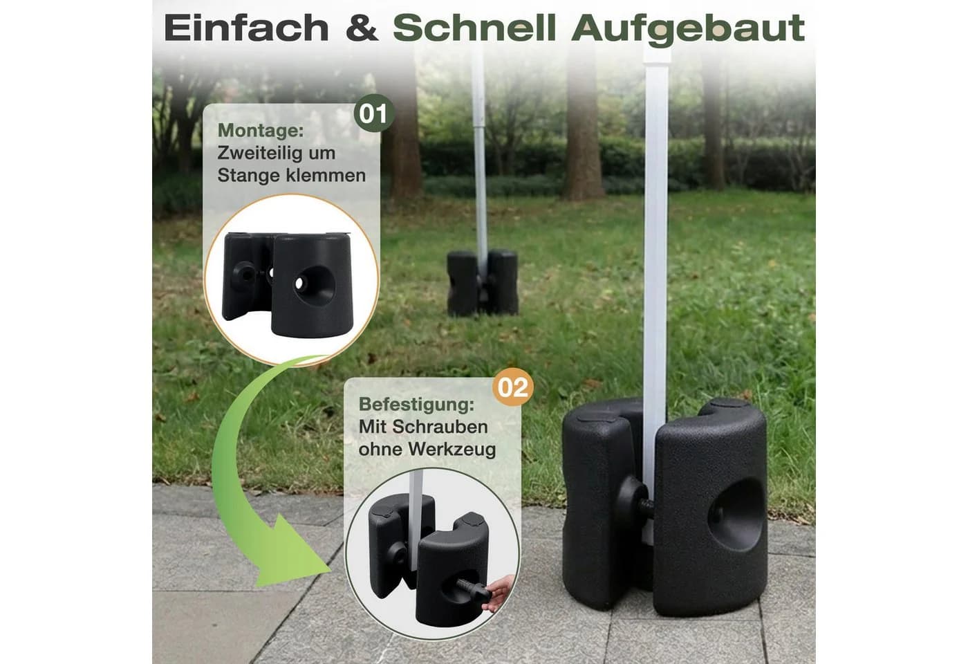 Sekey Pavillonstandfüße 4er Set Schwarz Beschwerungsgewichte - Bild 4