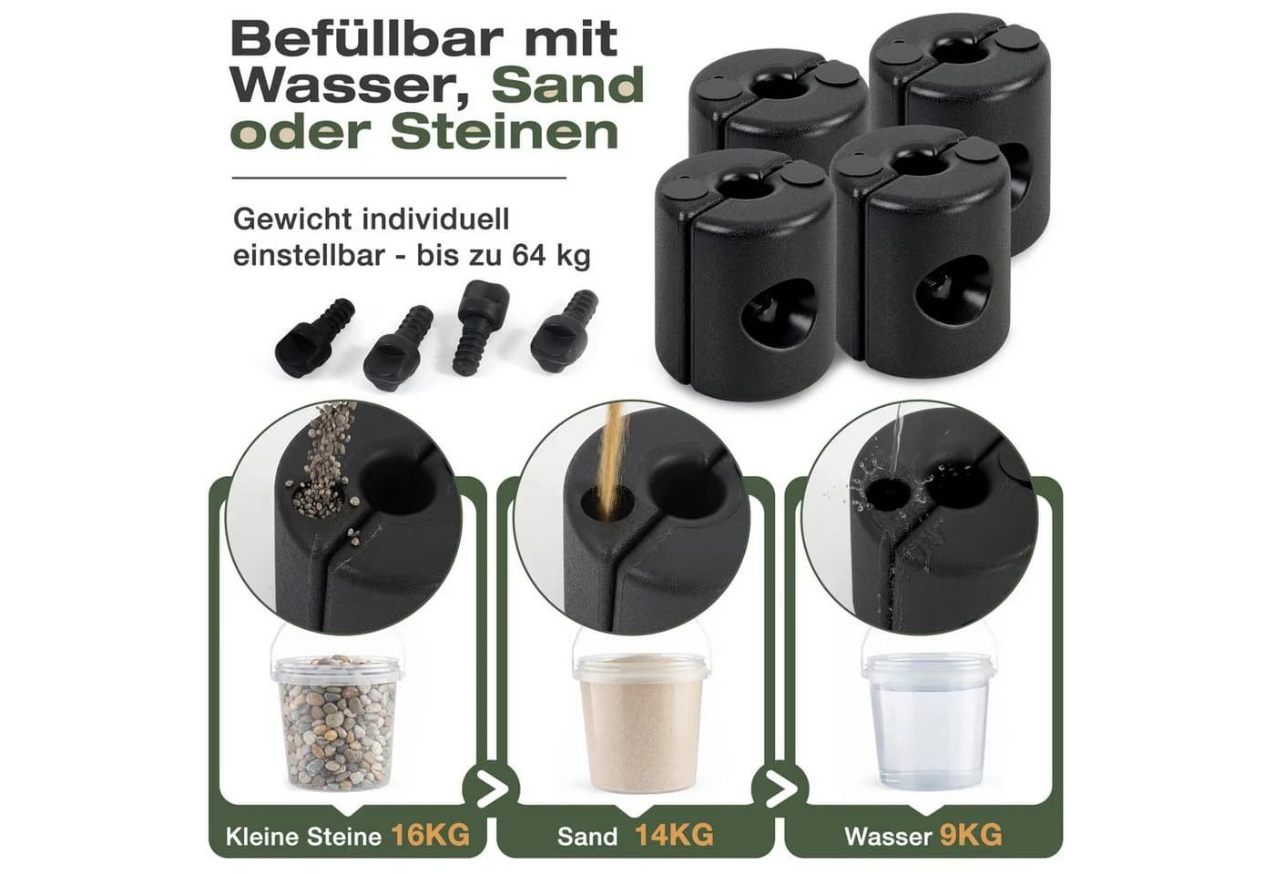 Sekey Pavillonstandfüße 4er Set Schwarz Beschwerungsgewichte - Bild 5
