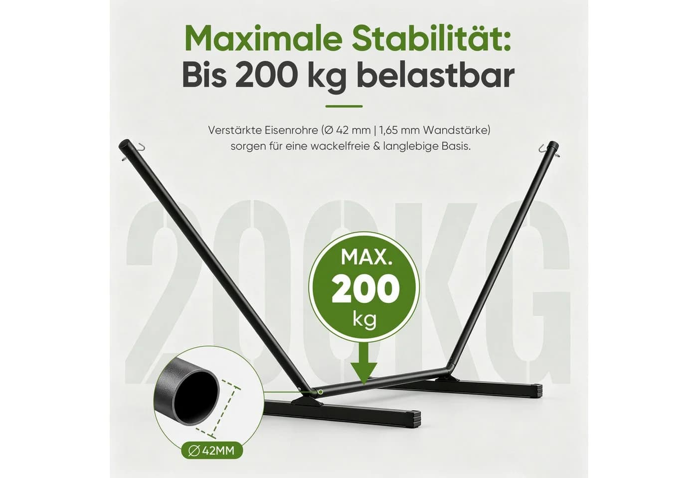Sekey Doppelhängematte mit Gestell Grau, bis 200 kg, inkl. Kissen - Bild 5