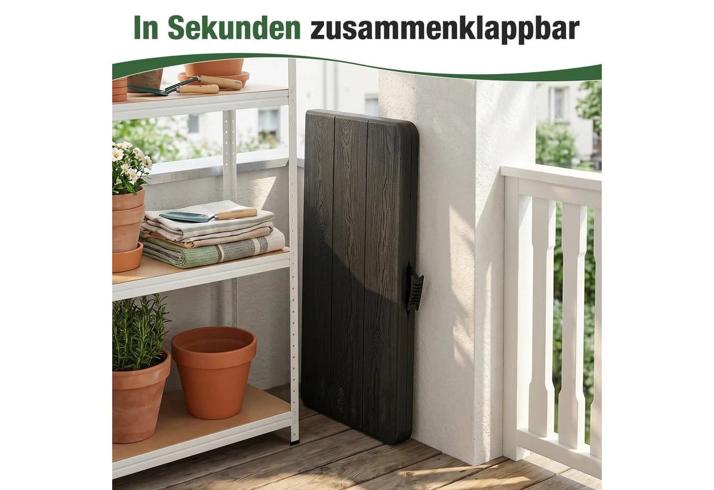 Sekey Klapptisch Schwarz - Faltbarer Campingtisch aus Kunststoff & Metall - Bild 5