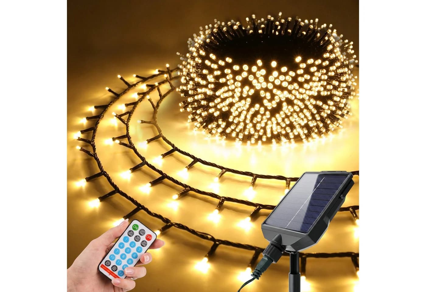 Salcar Solar Lichterkette 16m 800 LEDs Warmweiß mit Fernbedienung