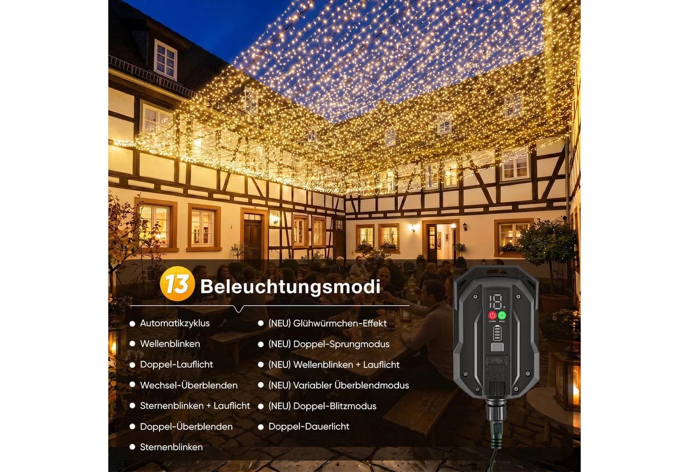 Salcar Solar Lichterkette 16m 800 LEDs Warmweiß mit Fernbedienung - Bild 4