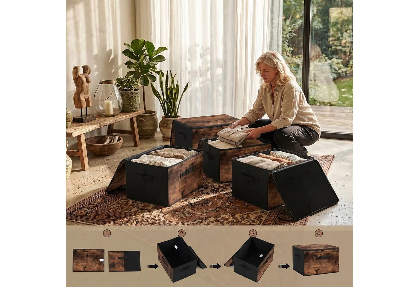 Sekey Aufbewahrungsboxen Set 6er Stapelbar Faltbar Vliesstoff - Bild 4