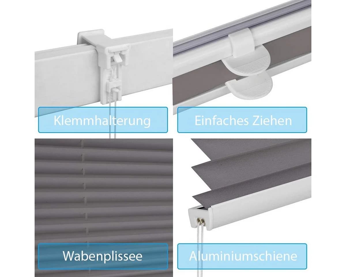 Sekey Plissee Klemmfix Dunkelgrau Blickdicht - Bild 5