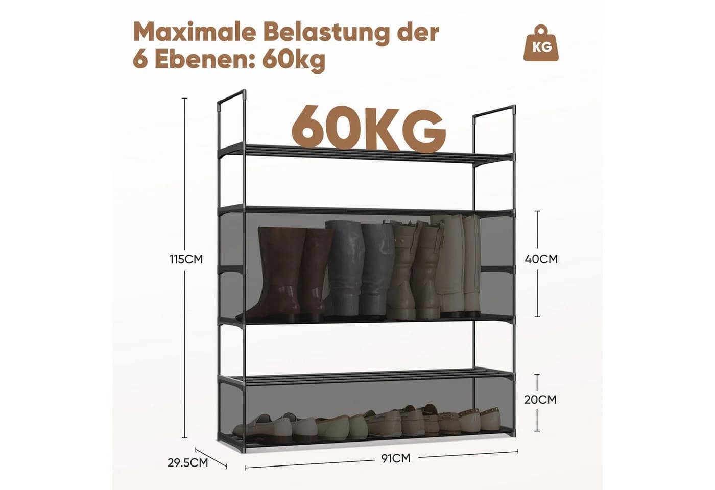 Sekey Schuhregal Metall XXL Ständer Regale Extra Breit 92 cm - Bild 4