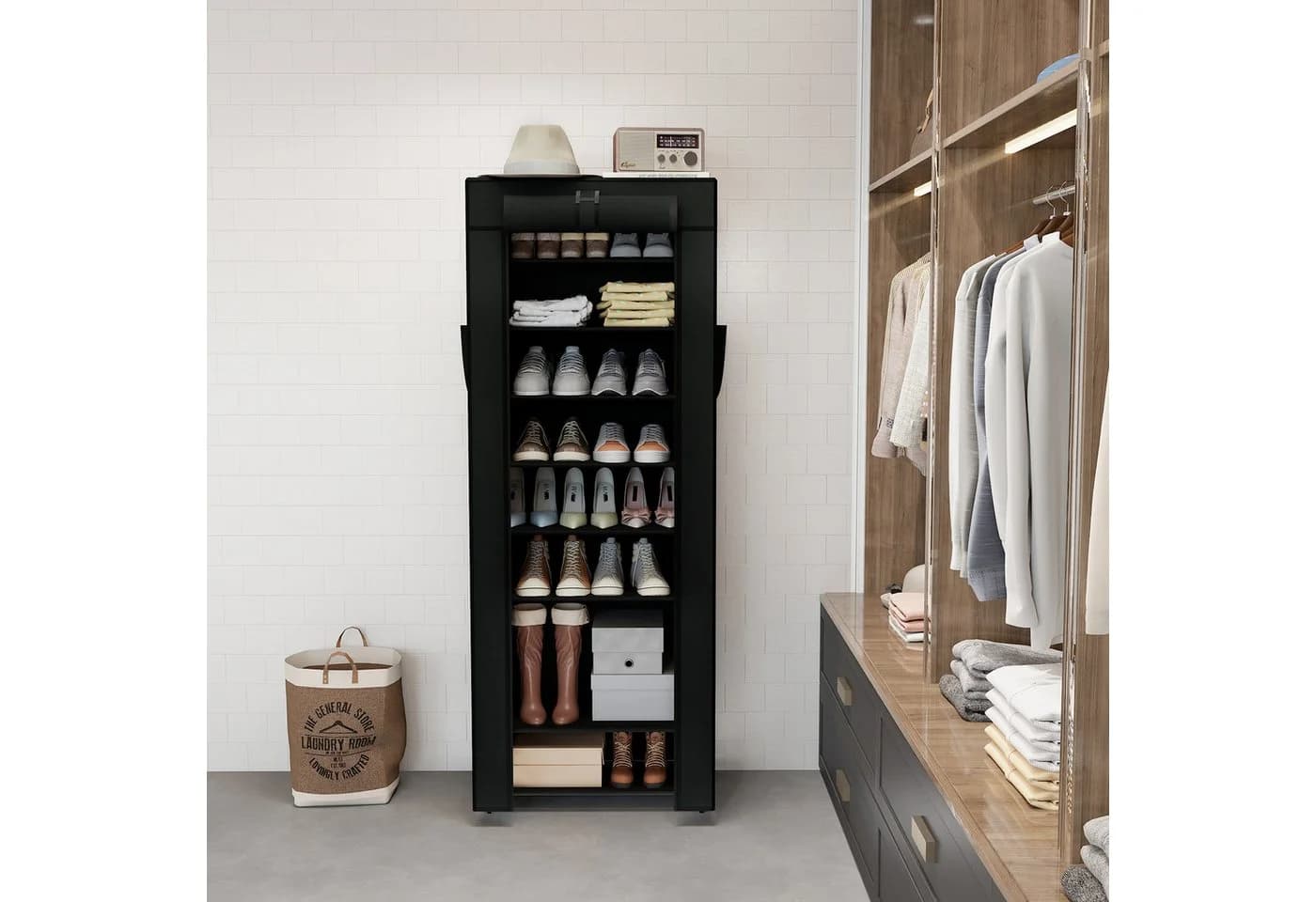 Sekey Schuhschrank 9 Ebenen Stoffschrank 27 Paar Schuhe 58 cm