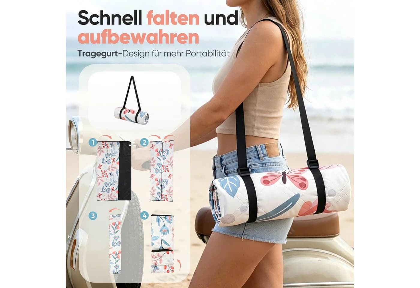 Sekey Picknickdecke 200x200 cm Wasserdicht 3-Schicht Outdoor - Bild 3