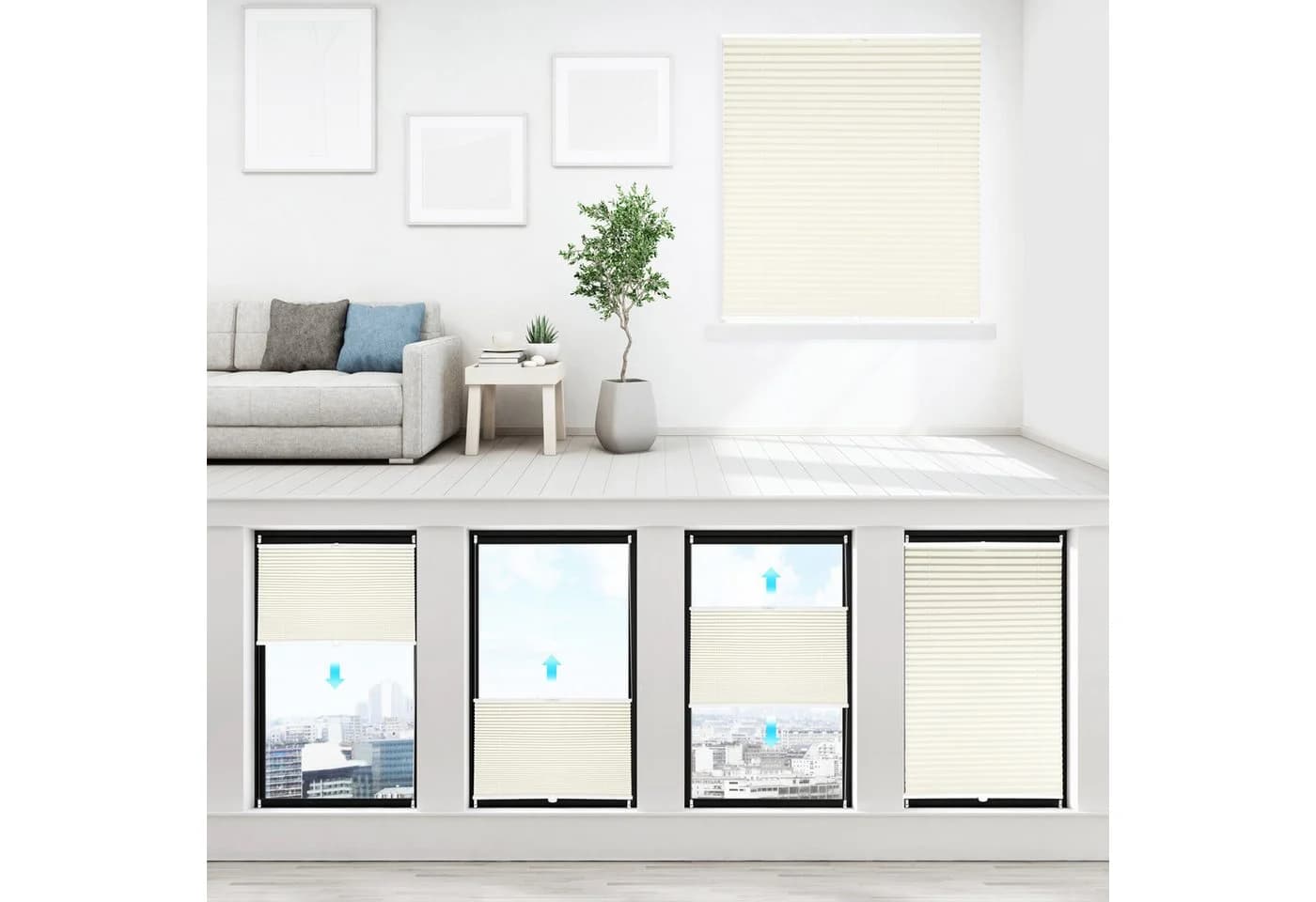 Sekey Plissee Klemmfix Beige ohne Bohren - Bild 3