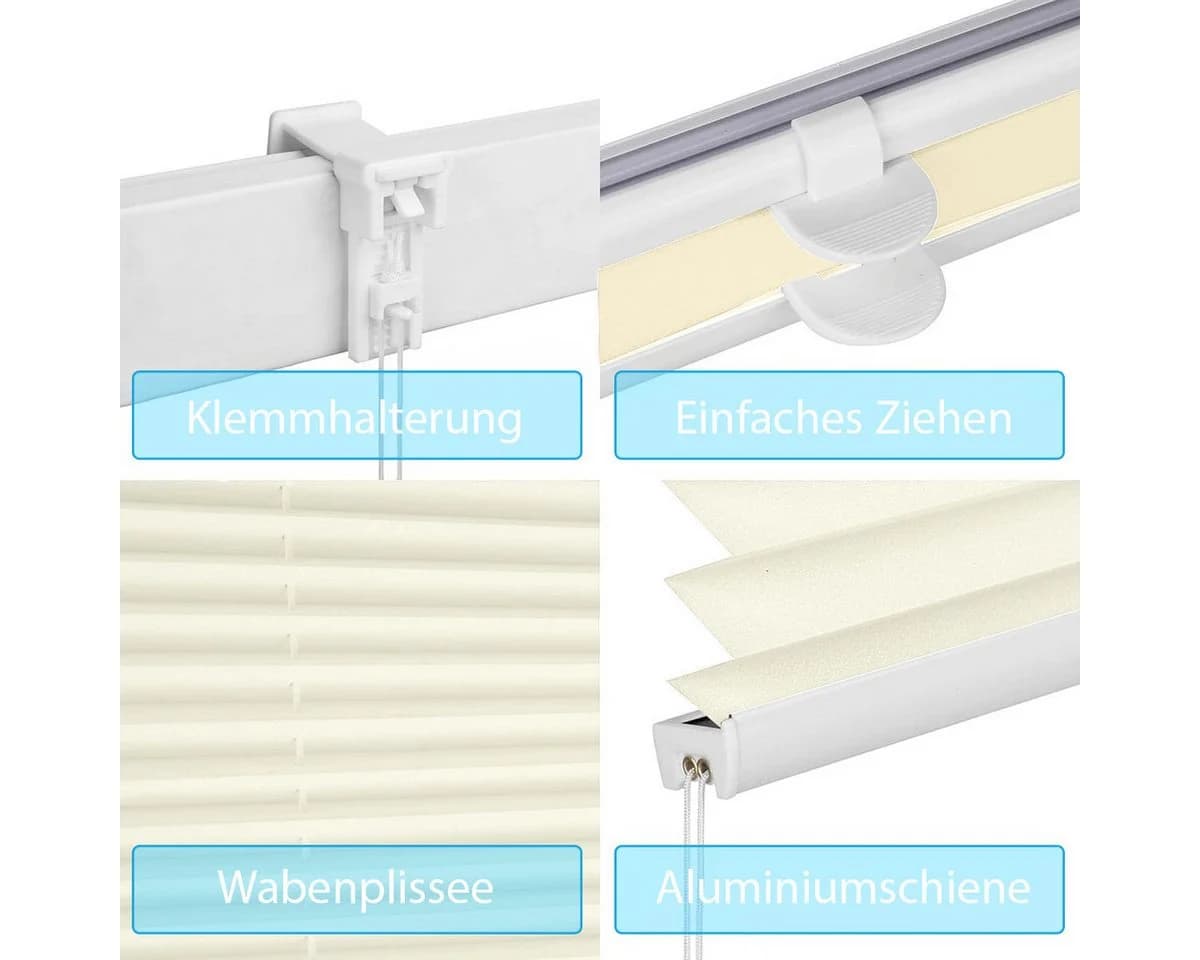Sekey Plissee Klemmfix Beige ohne Bohren - Bild 5