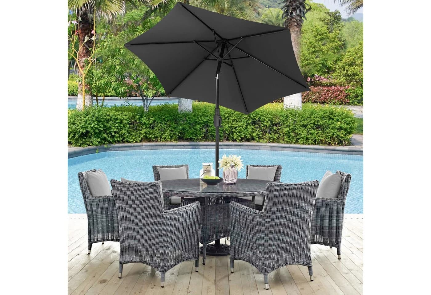 Sekey Sonnenschirm 220 cm Grau Kurbel Neigbar