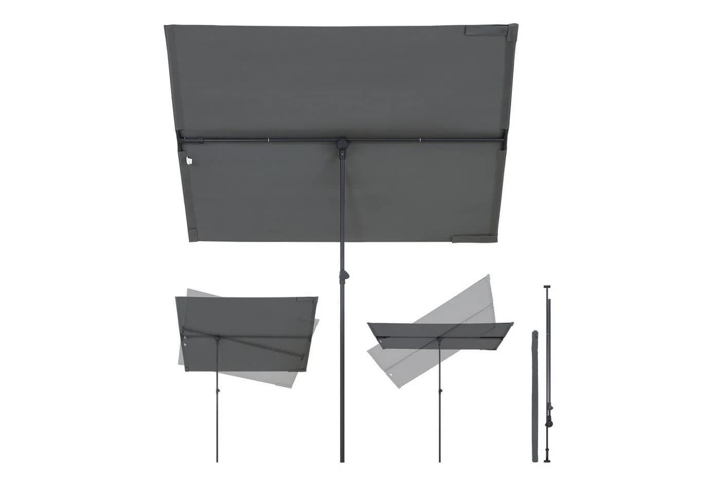 Sekey Balkonschirm 180x130 cm - Höhenverstellbar Grau - Bild 2