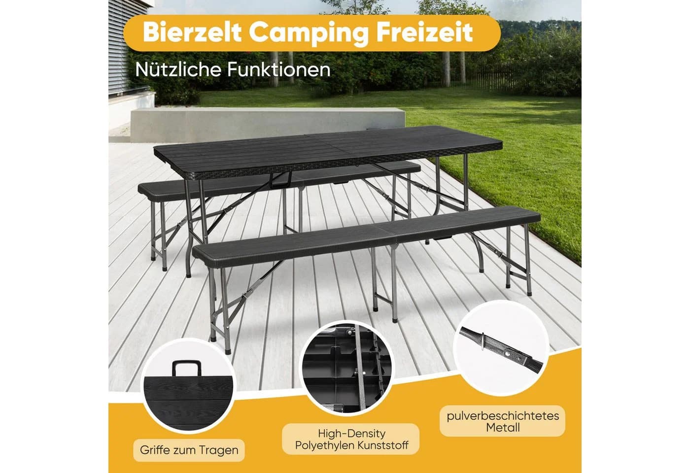 Sekey Bierzeltgarnitur Klappbar 180cm Festzeltgarnitur Biertisch Set - Bild 4
