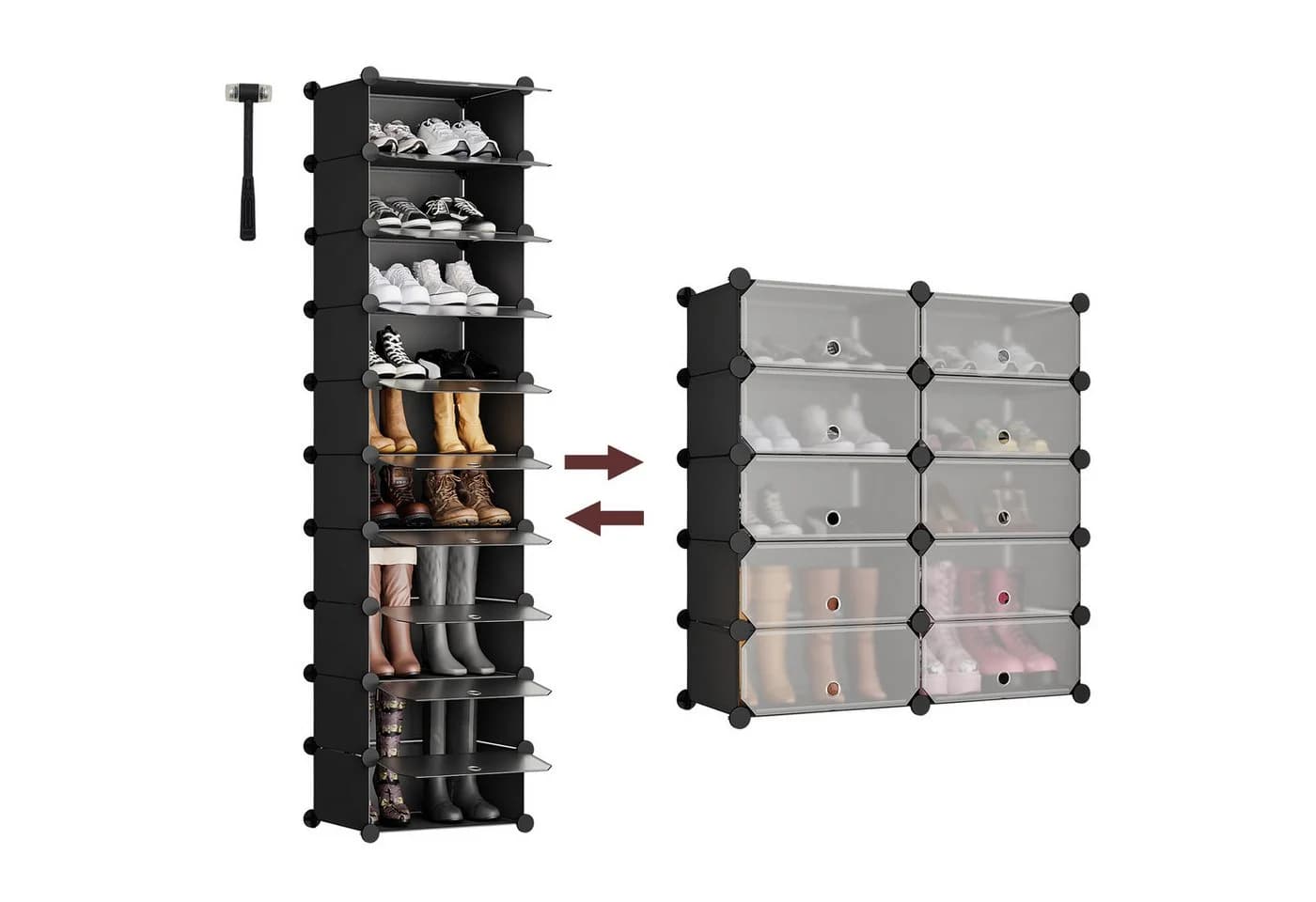 Sekey Schuhregal 10 Ebenen Platzsparend Schwarz - Bild 2
