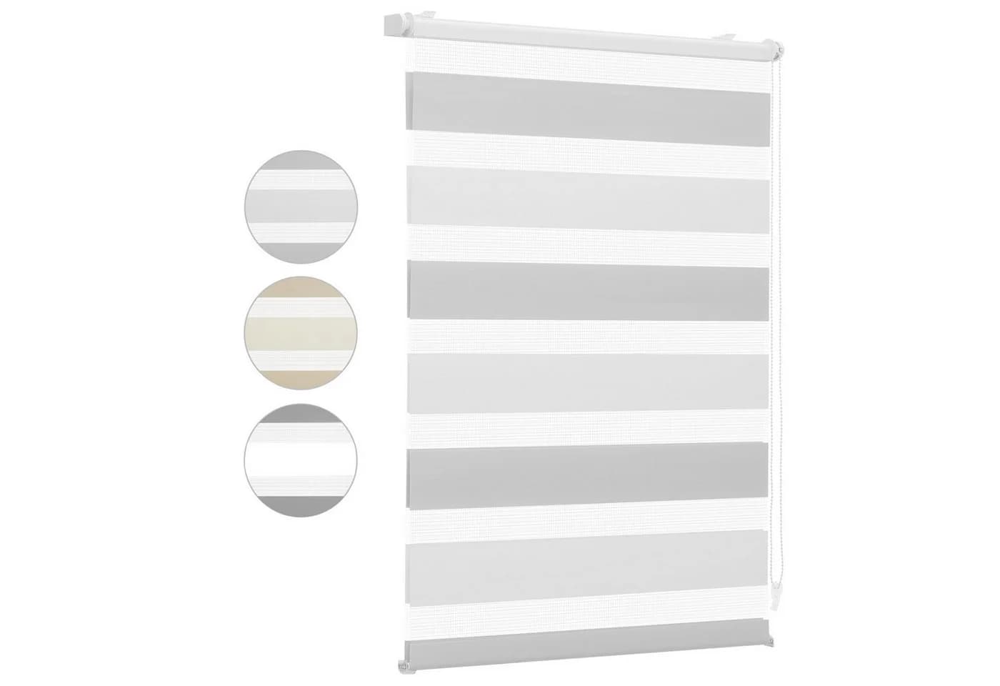 Sekey Doppelrollo Klemmfix ohne Bohren Zweifarbig Zebra Rollo - Bild 2