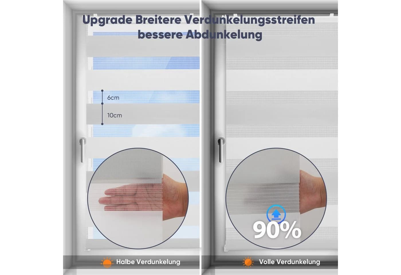 Sekey Doppelrollo Klemmfix Grau Sichtschutz ohne Bohren - Bild 4