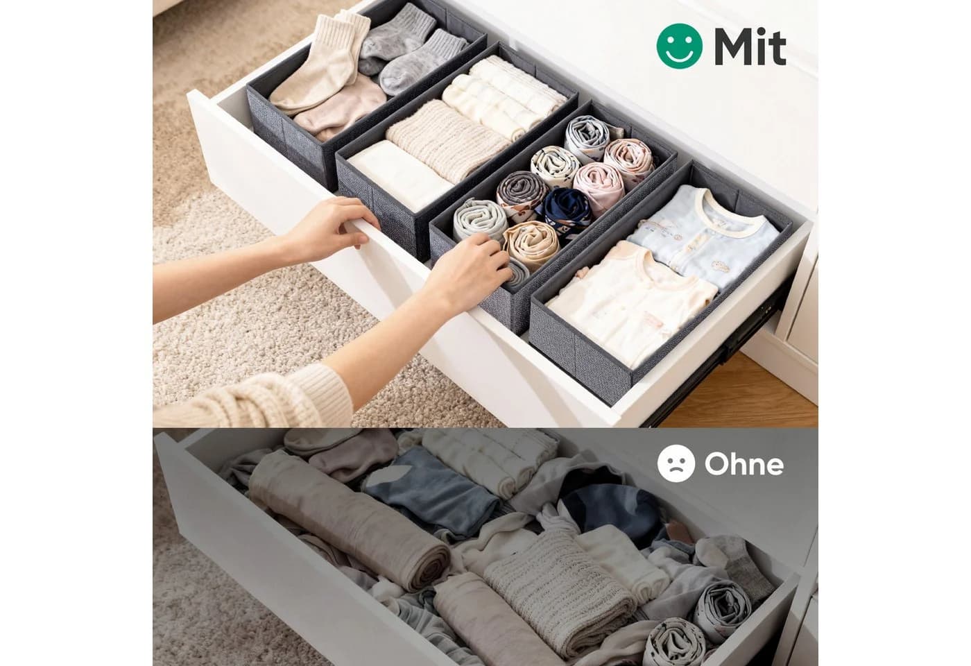 Sekey Aufbewahrungsbox Organizer 2er-Set Grau - Bild 5
