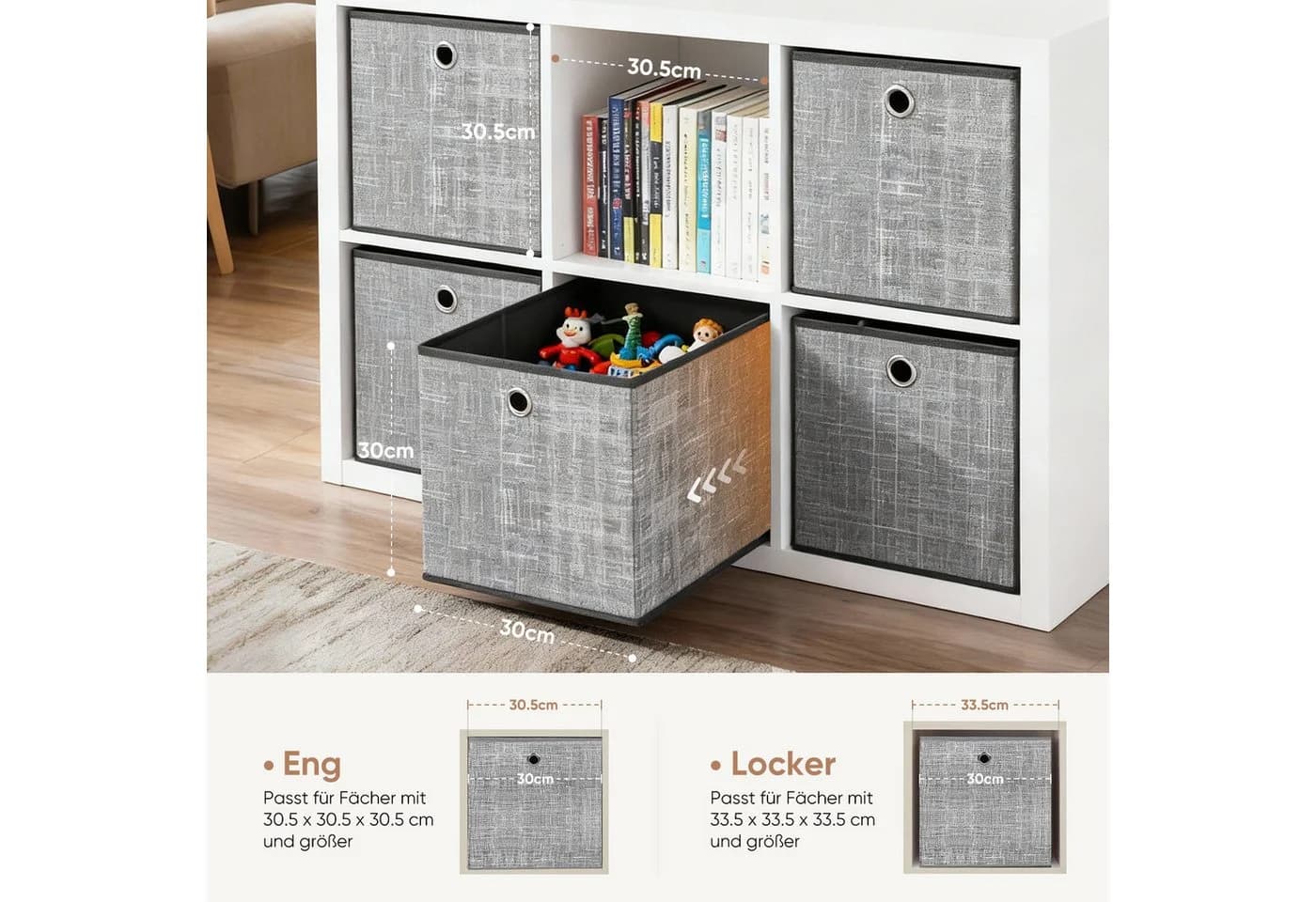 Sekey Aufbewahrungsbox 6er Set Vliesstoff Grau - Bild 4