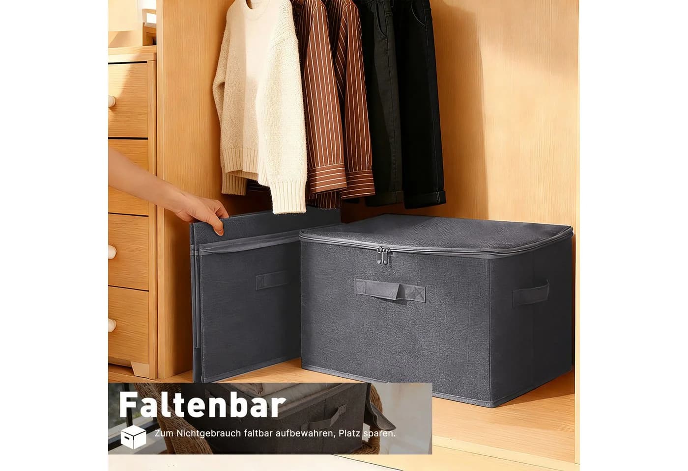 Sekey Aufbewahrungsbox 3er Set Vliesstoff Faltboxen - Bild 5