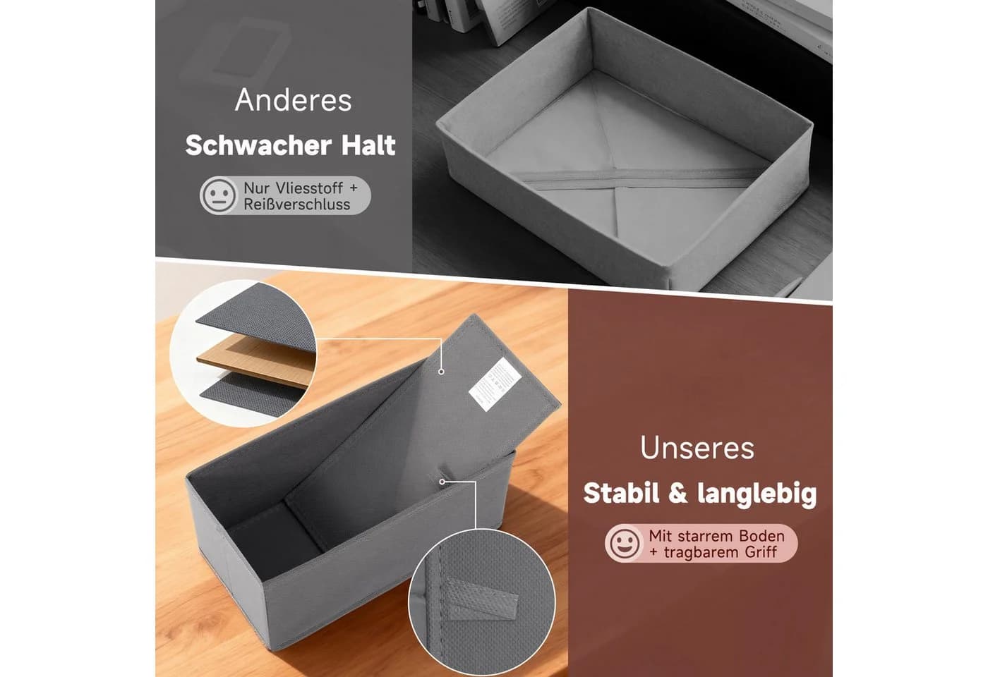 Sekey Aufbewahrungsboxen 6er Set Anthrazit Vliesstoff - Bild 5