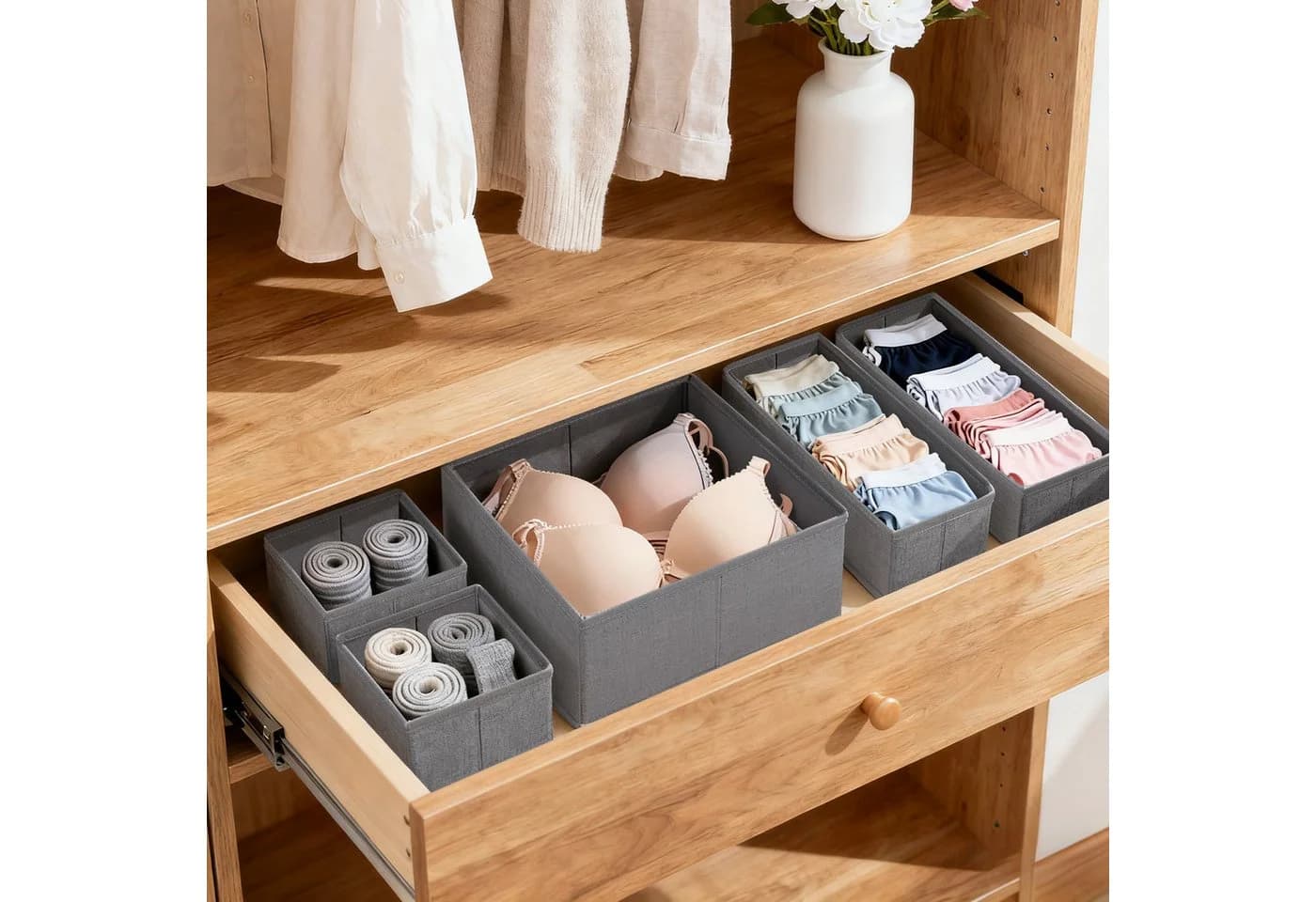 Sekey Aufbewahrungsboxen 6er Set Vliesstoff Faltbar Tiefgrau - Bild 2