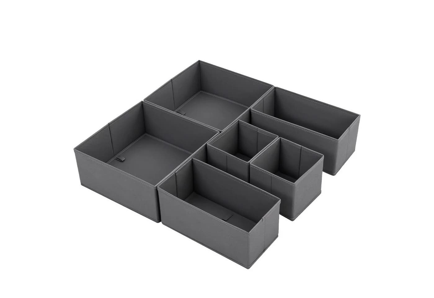 Sekey Aufbewahrungsboxen 6er Set Vliesstoff Faltbar Tiefgrau - Bild 3
