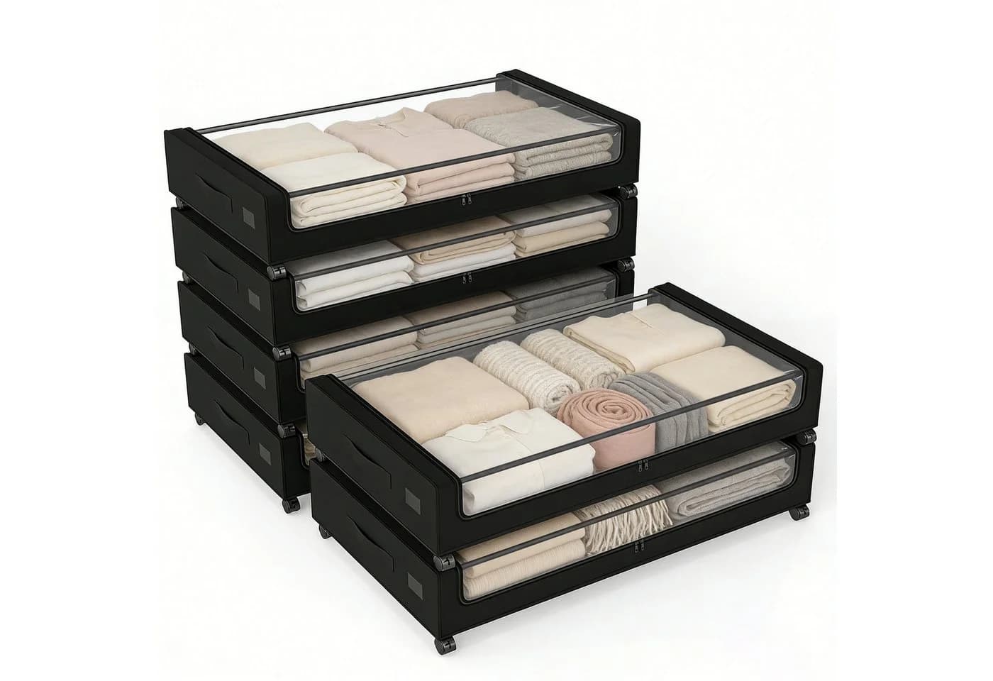 Sekey Unterbettkommode Aufbewahrungsbox mit Deckel Transparent Organizer mit Rollen - Bild 2
