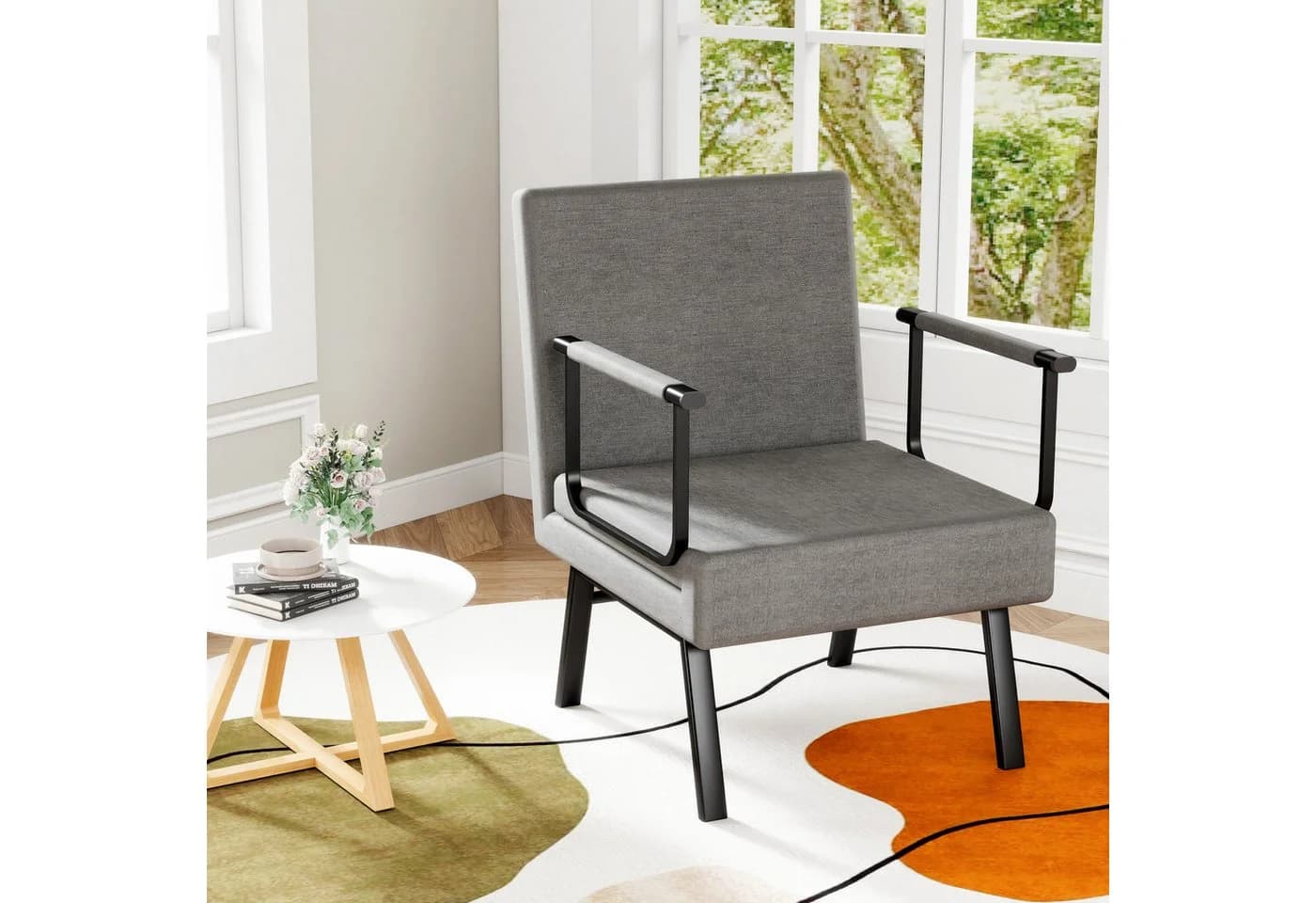 oyajia Schlafsofa 4 in 1 Schlafcouch mit Bettfunktion, Leinen-Touch, Grau - Bild 2