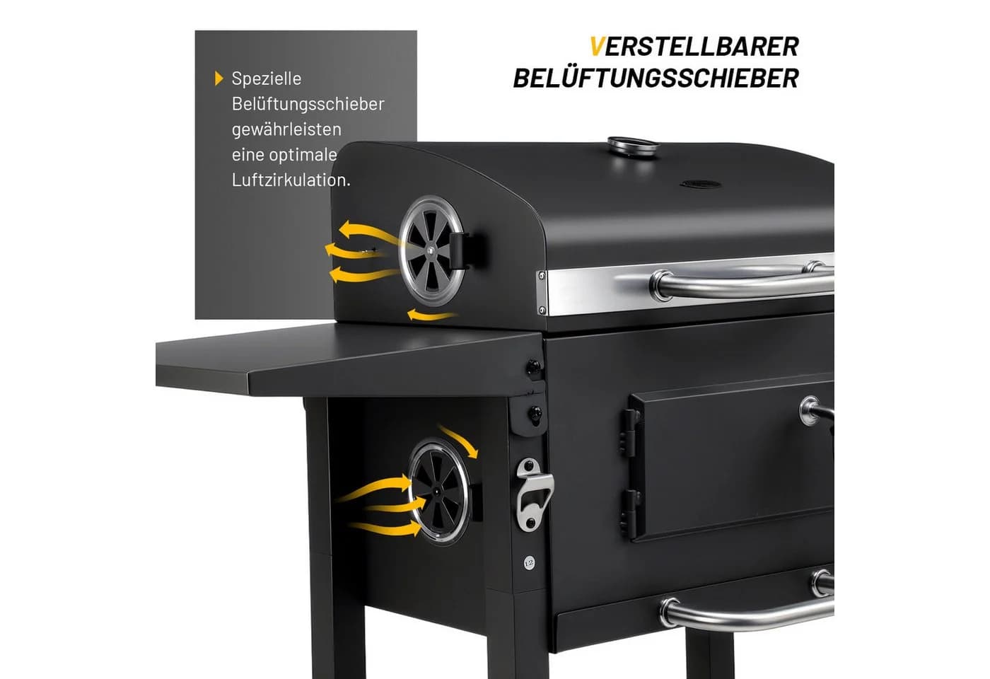 kehot Holzkohlegrill mit Deckel & Rollen, Schwarz - Bild 4