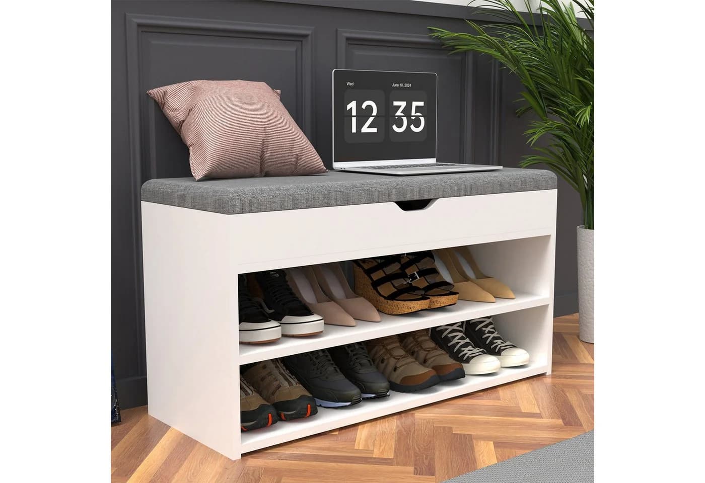 oyajia Schuhbank Schuhregal mit gepolstertem Kissen